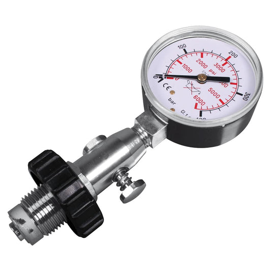Cylinder pressure testing gauge, DIN, up to 300 Bar / 4300 PSI metric gauge